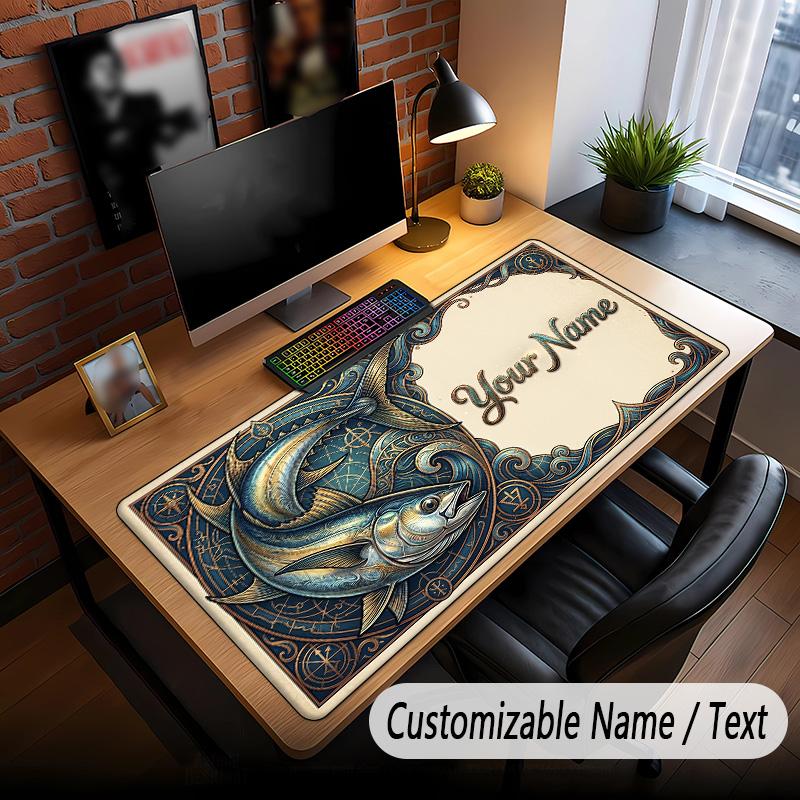 Fish Ocean Theme Custom Mouse Pad Personalized With Name Text Customized Desk Mat For Office Home Decor