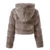 Y2k Streetwear Women Autumn Winter Faux Fur Coat Hooded Cropped Jacket Fur Coat Long Sleeve Cardigan Soft Tops Vintage Harajuku