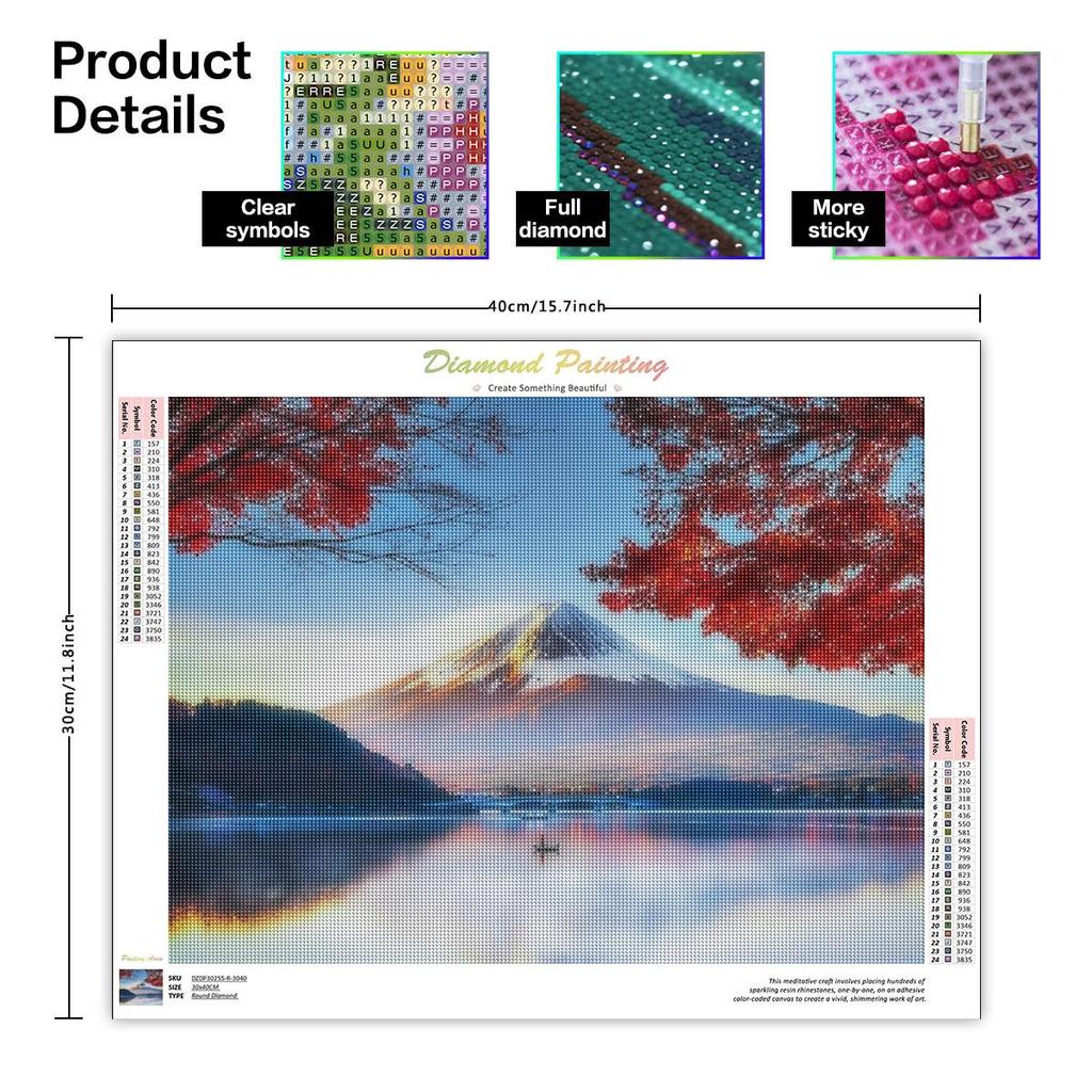 5D Diamond Painting Mountain Embroidery Full Round Rhinestones Mosaic Landscape Home Decoration 30x40cm/12x16inch