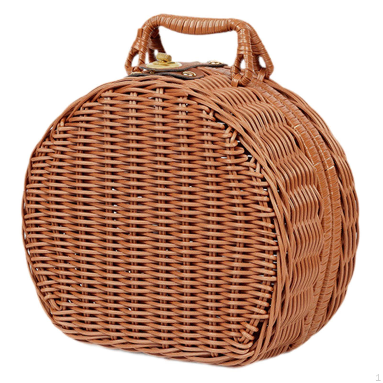 

Корзина-переноска Легкий контейнер для мелочей Ручной органайзер Ретро Многофункциональное плетение Small