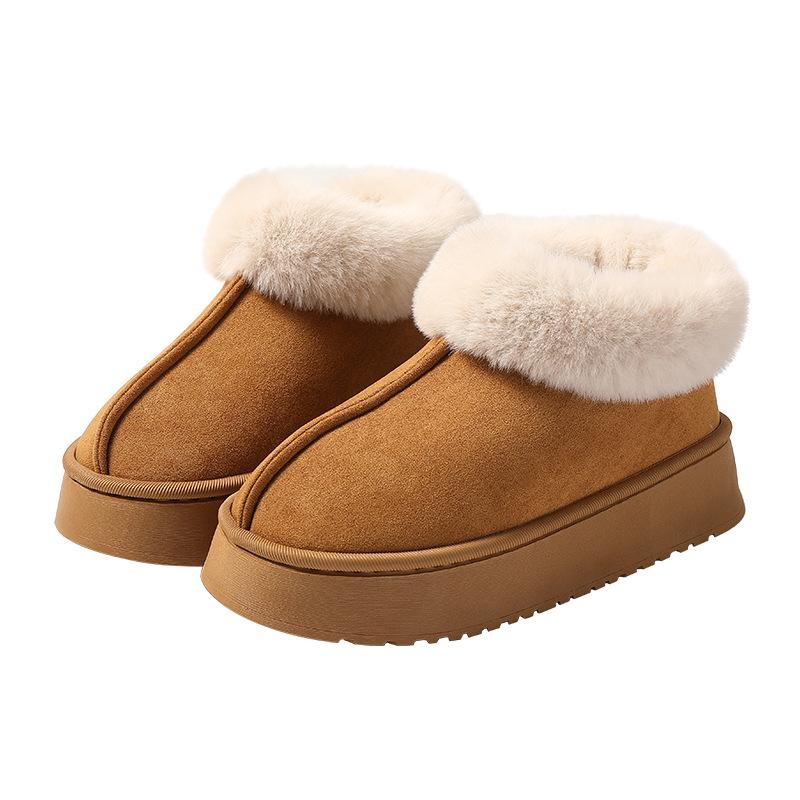 New Indoor and Home Anti-slip, Height-increasing, Warm, Fleece and Thickened Cotton Shoes for Women