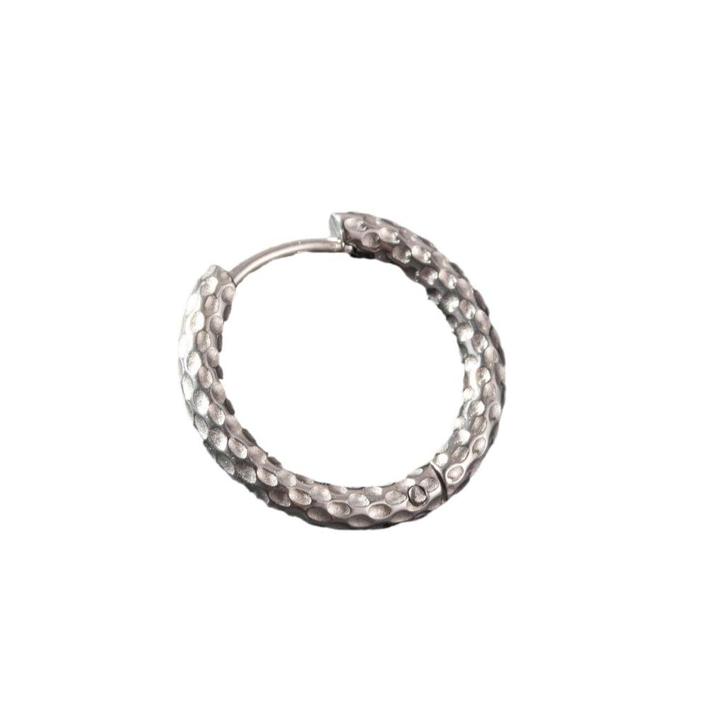 Brinco de Argola Unissex Vintage Henson Aço Inoxidável Martelado