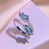 New Japanese And Korean Floral Plants Inlaid With Light Aquamarine Zirconia Clover Three Sets Of 925 Stamp Party Wedding Gift