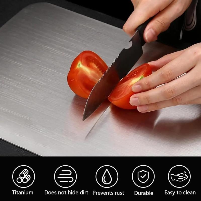 3Pcs Stainless Steel Cutting Board Food Grade Double-sided Metal Fruit Vegetable Chopping Board Hanging Kitchen Cutting Board