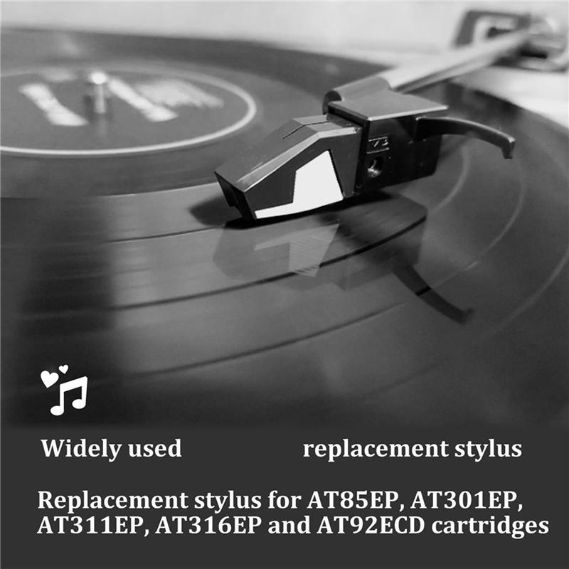 ABUO-4X ATN85EP Replacement Stylus For AT85EP Compatible For Audio-Technica ATN85EP Elliptical Turntable Stylus For AT301EP