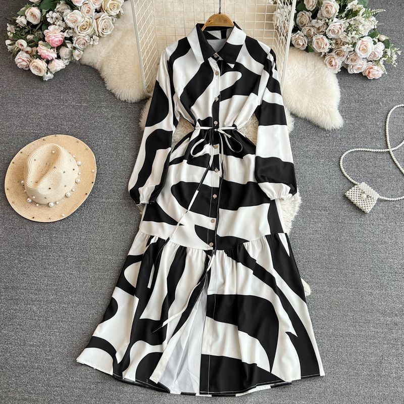 

Spring and Autumn Long Sleeves Single-Breasted Dress Elegance Shirt Black M