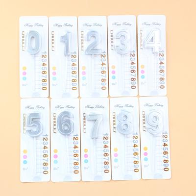New Creative Suction Card Silver Three-dimensional Birthday Numbers 0-9 Cake Candles Children's Adult Party Decoration Candles