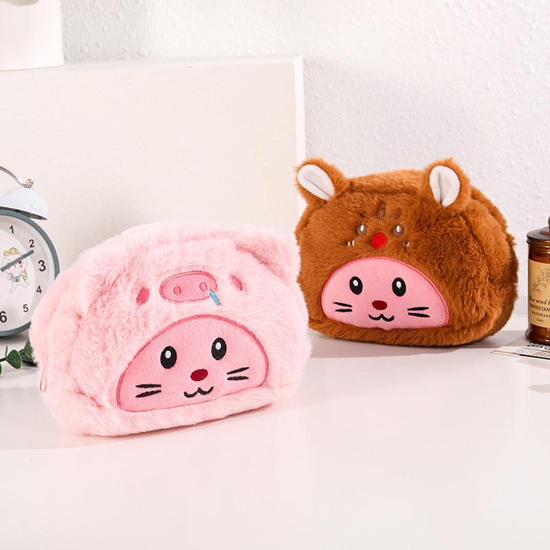 Plush Cartoon Pencil Case With Large Capacity For Kids And Students