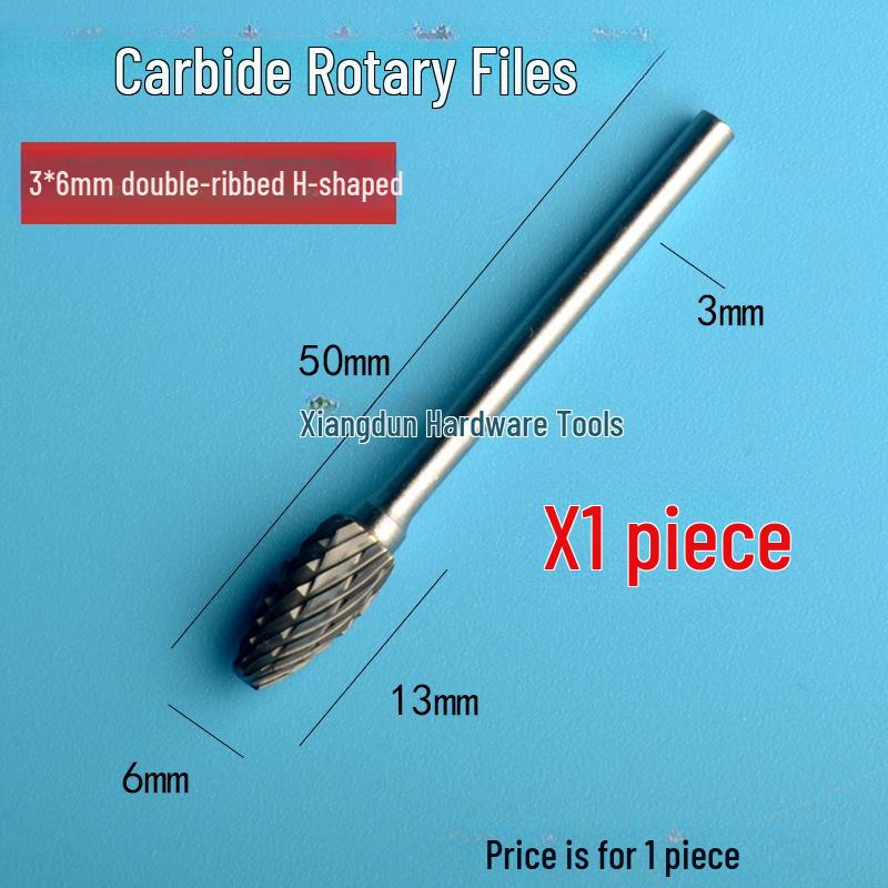 Tungsten Steel Carbide Rotary File Set - Double Grain Engraving and Milling Cutter for Woodworking, 3x6mm