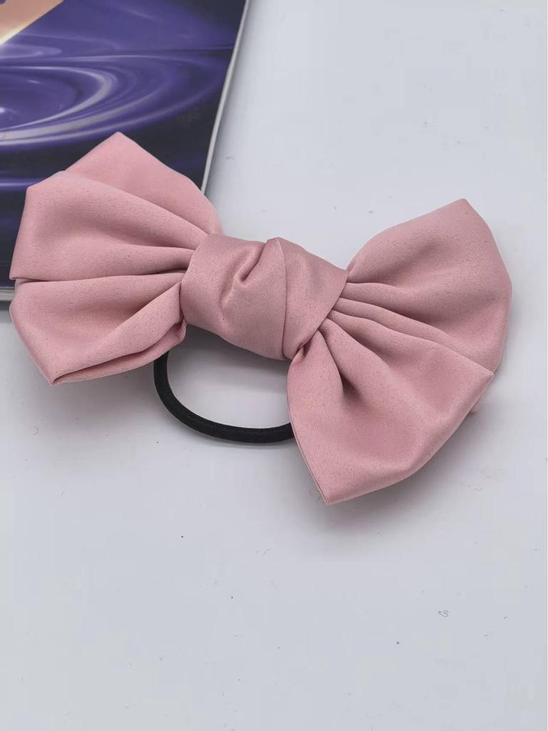 Korean Retro Satin Large Bow Elastic Hair Tie – Multi-Color Versatile Hair Accessory for Girls