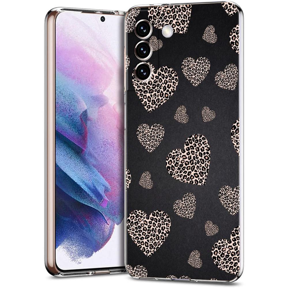Gold Pink Rose Glitter Hearts Phone Case For Samsung Galaxy S24 Ultra S23 FE S22 S20 S21 5G S10 S9 Plus S10E S8 Soft Clear Cover