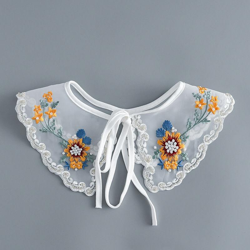 Fashion  Women Girls Lolita Doll Shawl Fake Collar Embroidery Necklace Lapel Blouse Shoulder Wrap Short Capelet False Collar