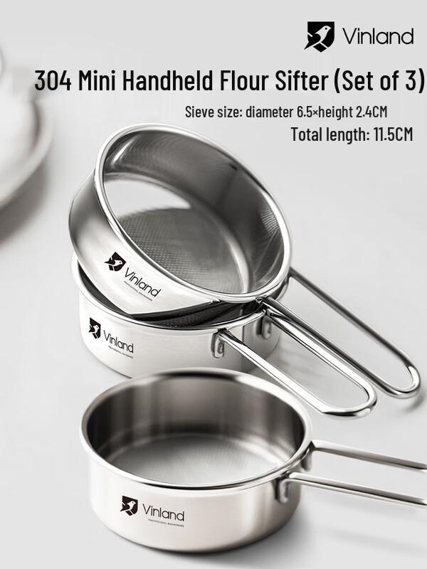 Zhaoran British 304 Stainless Steel Mini Handheld Sugar & Flour Sieve - 3 Pack