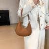 Shoulder Pouch PU Shoulder Bag Solid Color Hobo Bag Elegant Crescent Moon Underarm Bag  Travel
