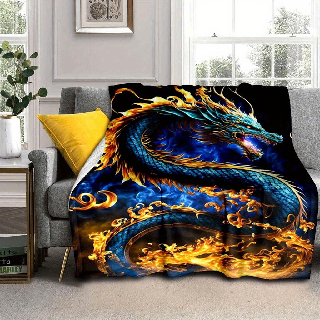 Blue Dragon Print Gift Blanket Home Decoration Gift Soft Flannel Blanket Nap Blanket Gift Blanket Source