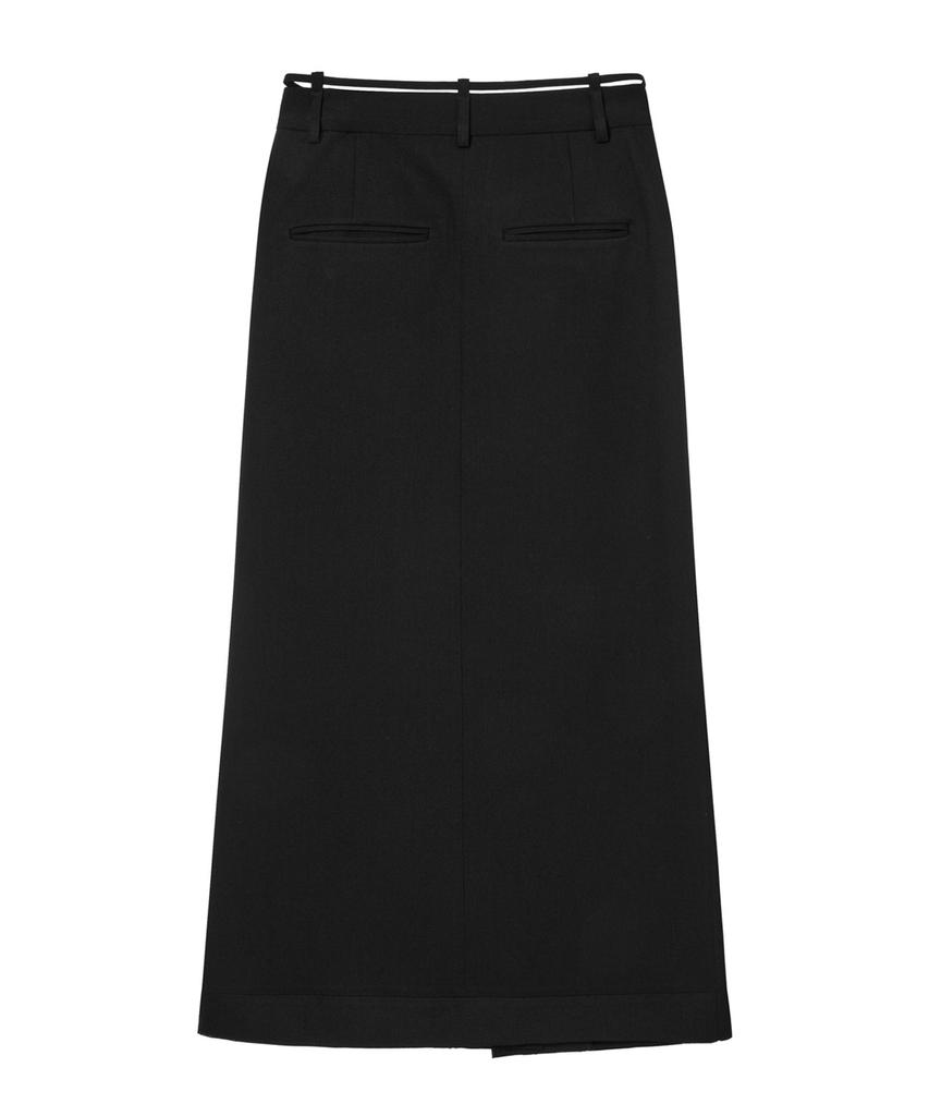 Dainit Belt Long Raw Skirt In Black