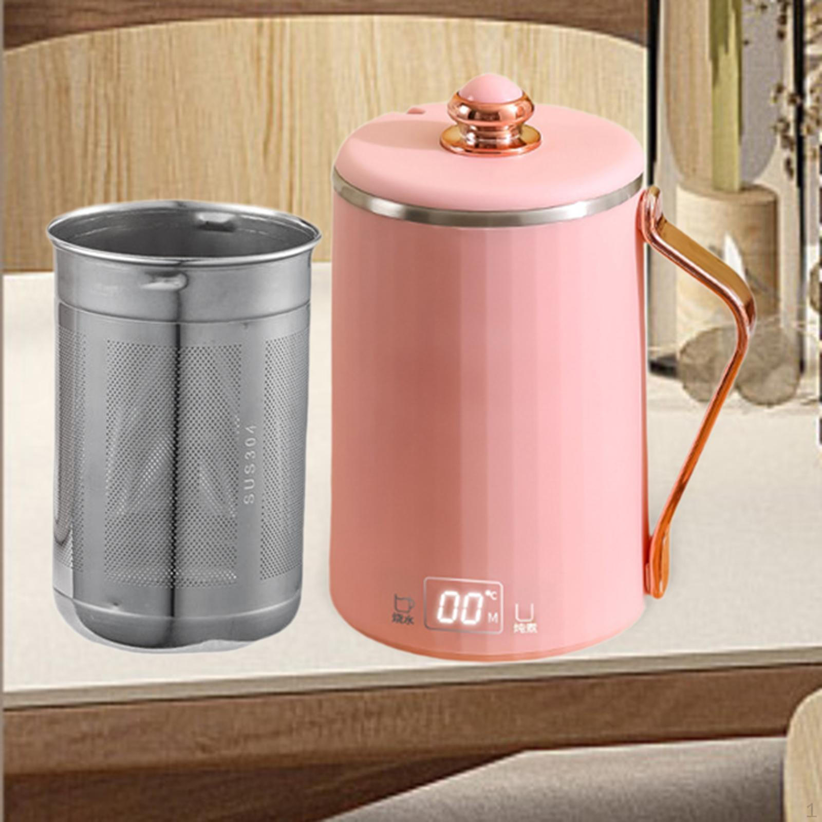 

Электрический нагревательный чайник с цифровым дисплеем и чашкой для вечеринок, офисов, путешествий, розовый розовый