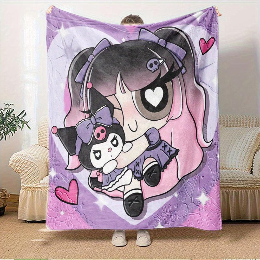 1pc Kuromi, Cute, CartoonDigital Print Fleece Blanket - Contemporary Style, Suitable for All Seasons, Perfect for Home, Travel, or Camping -