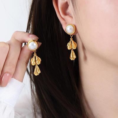 Elegante Barockperlen-Quastenohrringe: Titan Kaiserin Witwe Retro Stil