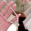 Vintage Pearl Necklace Female Tide Niche Design Sense Broken Silver Pearl Collarbone Chain Necklace
