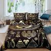 Ancient Egypt Duvet Cover Set Egyptian Symbol Bedding Set Vintage Pharaoh Pyramid Boho Tribal Polyester Quilt Cover 2/3pcs Queen