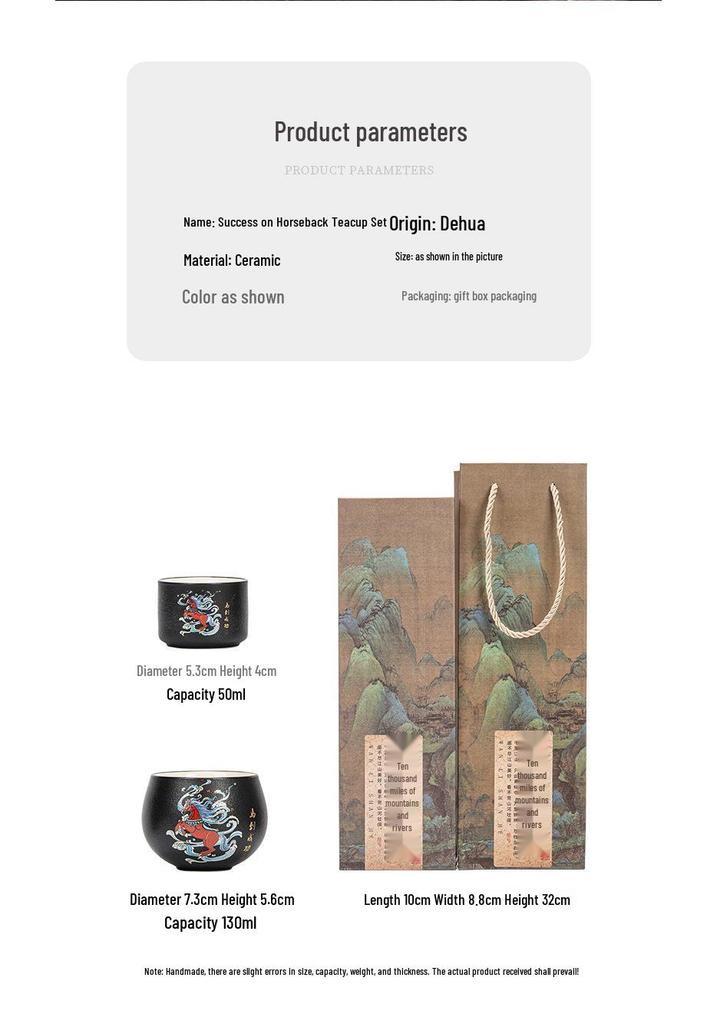 National Tide Cultural Teacup Gift Set: Ceramic Tea Tasting Cup & Host's Gift Box