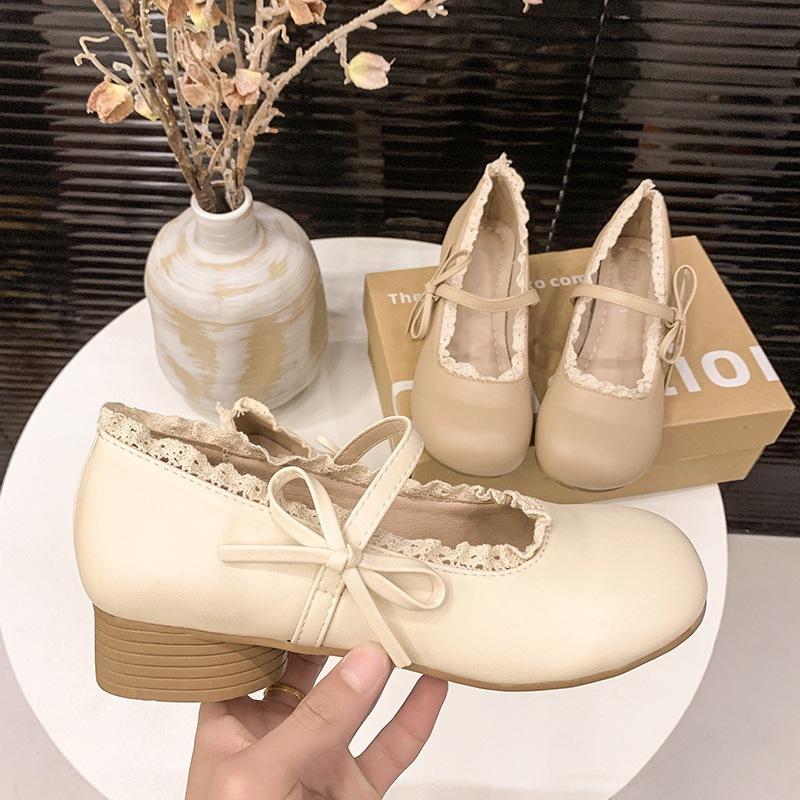 French soft leather Mary Jane women's shoes 2025 summer new retro gentle temperament with skirt thick heel light mouth single shoes