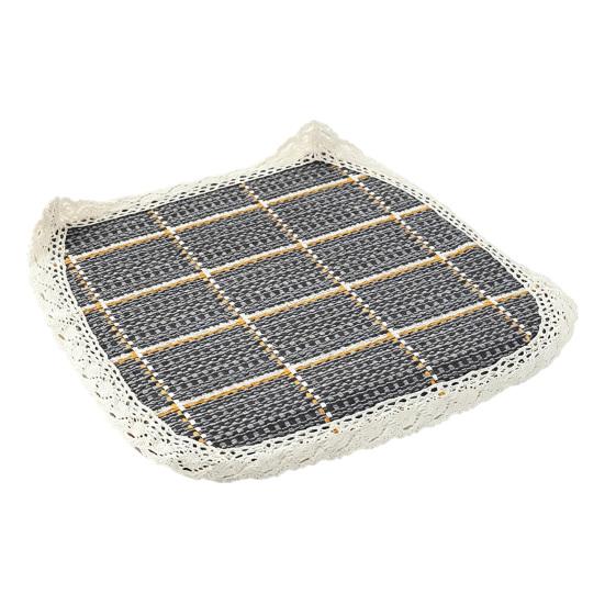 Decorative Seat Mat for Rattan Chairs Cotton Linen Chair Pad with Ties, Striped Plaid Comfortable Pads Patio Lace Trim, Breathable Dining Office Soft