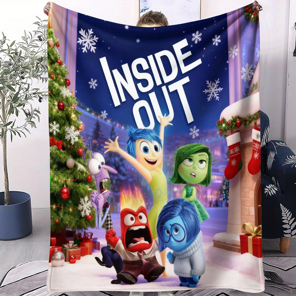 Inside Out Theme Christmas Blanket Quality Winter Soft Warm Throw Blanket Girls Boys Gift For Couch Bed Office Camping Travel