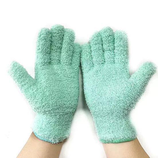 1 Pair Microfiber Dusting Gloves Plant Leaf Cleaning Gloves Fuzzy Dust Removal Gloves for Indoor Plants Furniture Blinds