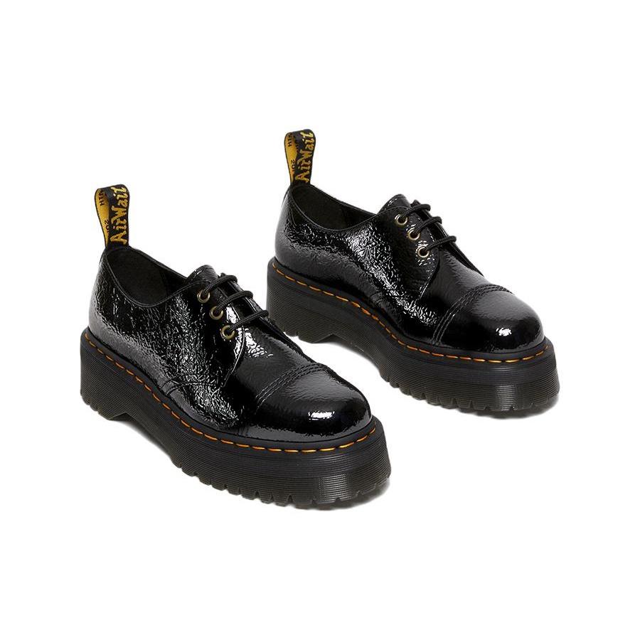 Dr. Martens 1461 Distressed Patent Leather Platform Shoes 'Black' Unisex 27716001