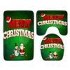 Christmas Shower Curtain Floor Mat Combination Four-Piece Set Bathroom Toilet Carpet Shower Room Mat Foot Mat