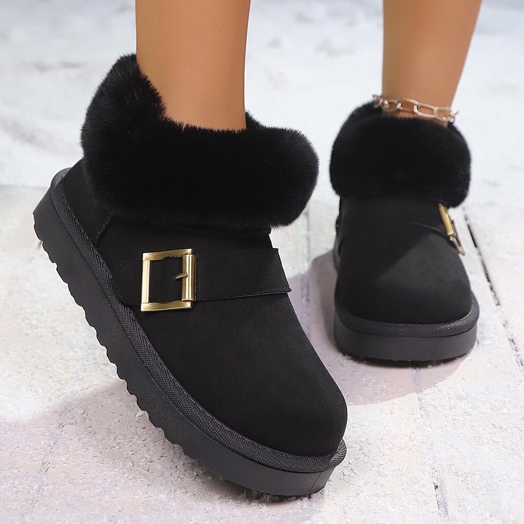 Snow Boots 2025 New Warm and Fashionable Short-cut Fleece Thickened Buckle Snow Boots for Women