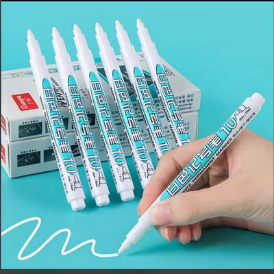 12 stuks Witte kleur Permanente marker pen, witte inkt marker pen waterdicht, Papier, Plastic