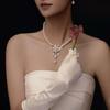 1 Set Wedding Faux Pearl Jewelry Women Flower Necklace And Earrings Elegant White