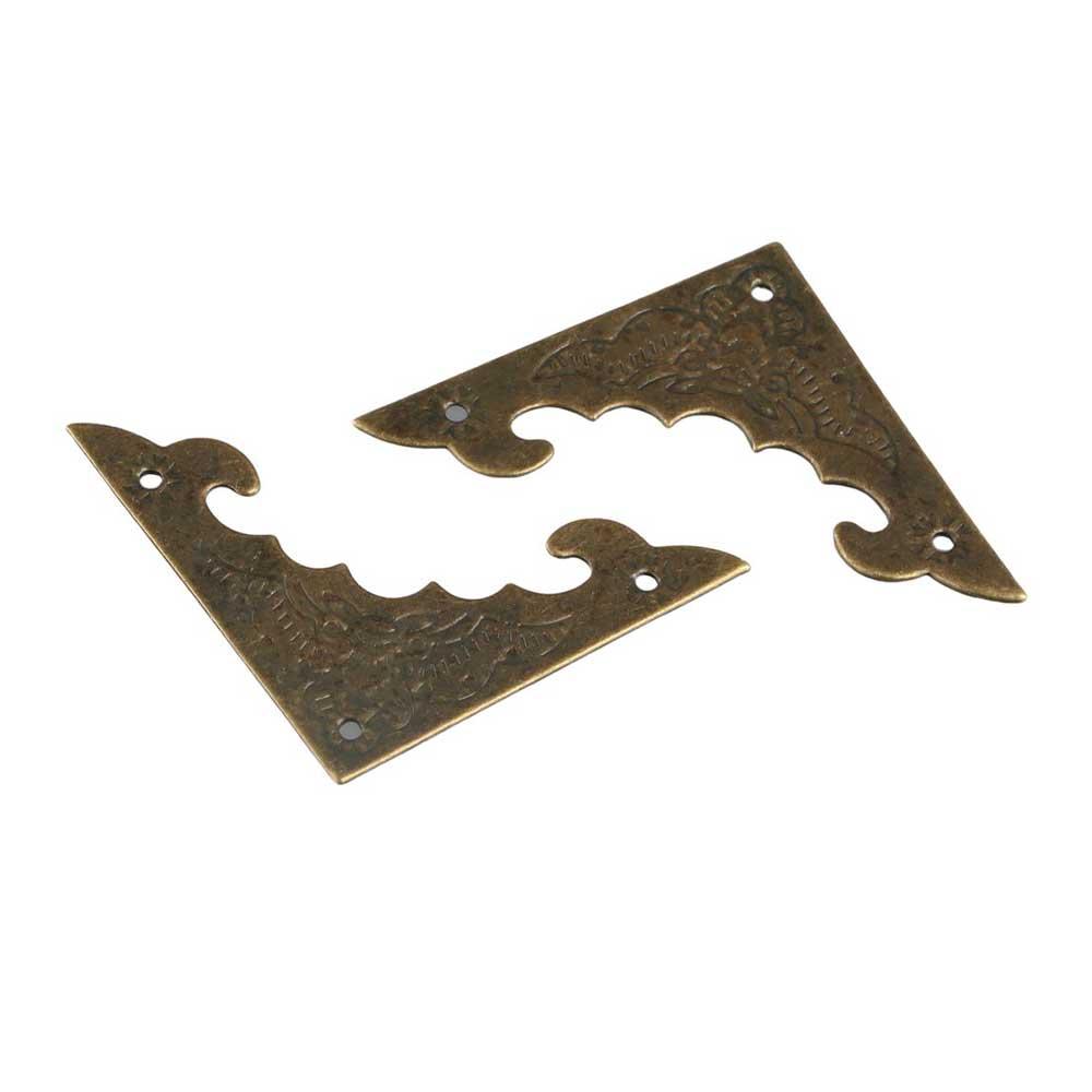 Antique Brass Iron Wooden  Box Flower Pattern Jewelry Box Carved Corner Protector Corner Foot Protect Cover Corner Brackets