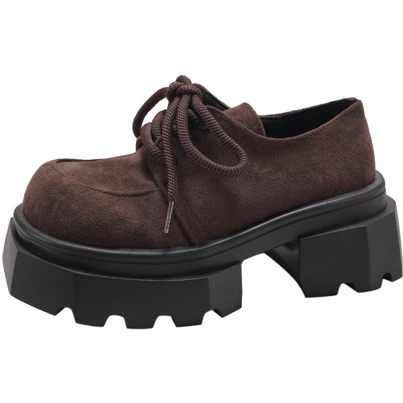 High Quality Thick Sole Increase Round Head Cross Tie All Comfortable Non-slip Breathable Wear Women's Single Shoes