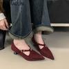 Fashion SUOJIALUN New Brand Women Pumps Shoes Fashion Pointed Toe Ladies Elegant Mary Jane Shoes Thin Med Heel Outdoor Dress Boat Shoes