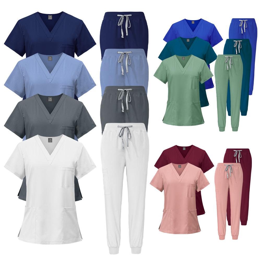 Pink Clinical Uniform Woman Pharmacy Workwear Nurse Uniform Hospital Doctor Oral Dental Surgery Uniforms Medical Scrubs Sets