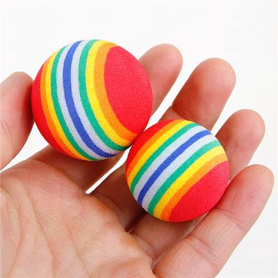 1Pcs Rainbow 3.5cm Cat Toy Ball Interactive Cat Toys Play Chewing Rattle Scratch EVA Ball Training P