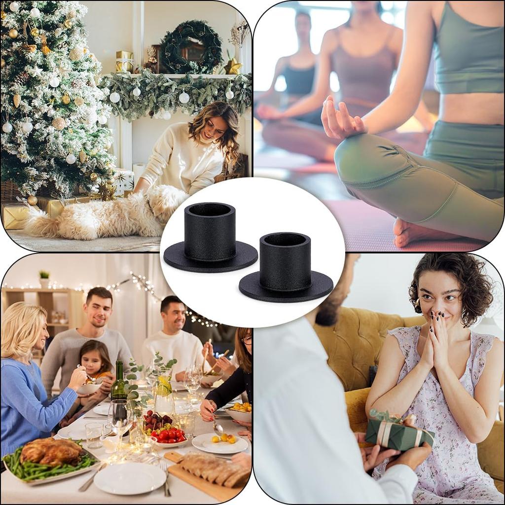 DEYBBY Black Metal Taper Candle Holders Set of 8, Short Iron Candlestick Holders for Anniversary Dinner Housewarming Room Decor Wedding