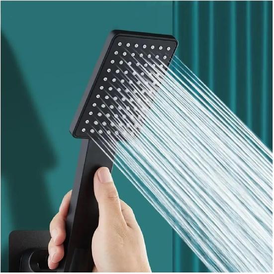 Bathroom High Pressure Shower Head Square Handheld Sprinkler Silver/Black Multi-function Universal Sprayer Home Bathroom Accessories Shower Head
