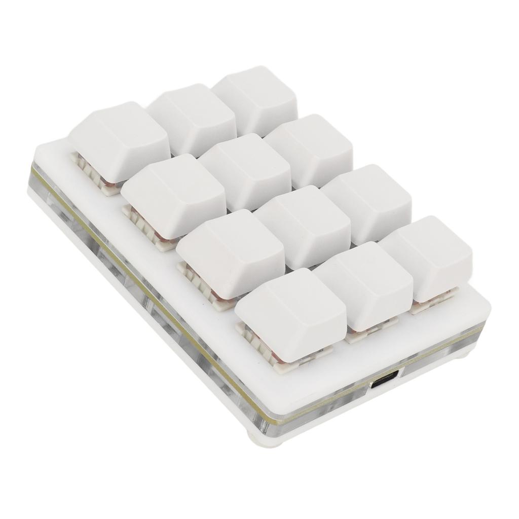 12 Key Mechanical Gaming Keyboard  Handed USB  Macro LED Keypad Hot Swappable Red Switch ABS 