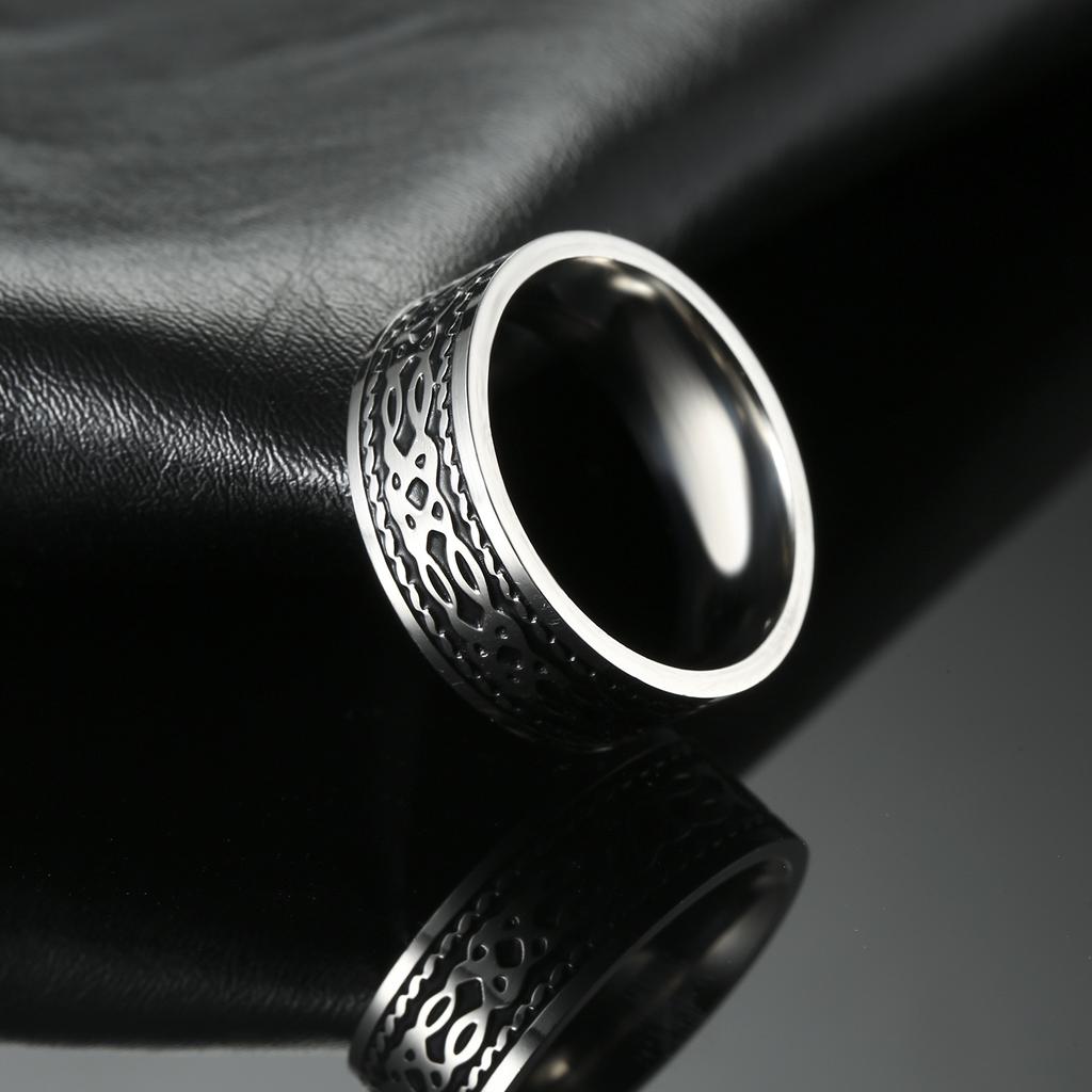 New Men's Jewelry Personalized Bicycle Irregular Bubble 8mm Wide Stainless Steel Corrosion Killing Ring