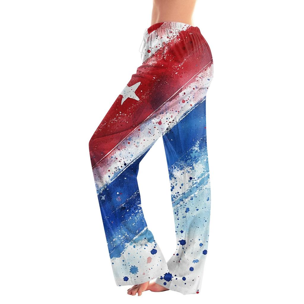 Damenmode Locker Lässig Unabhängigkeitstag Print Schlaghose