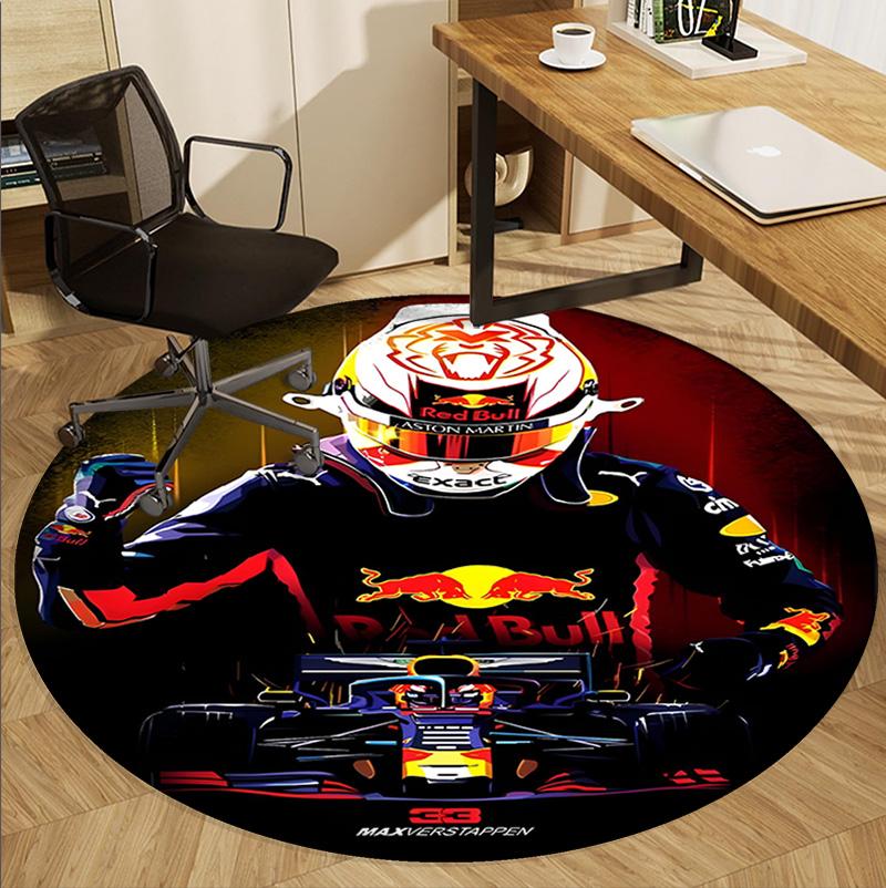 Red Bull Racing Muster Runder Teppich, Innen-/Außenmatte, für Picknick, Spielzimmer, Schlafzimmer, Büro, Wohnzimmer, Heimdeko Teppich, Geburtstagsgeschenk
