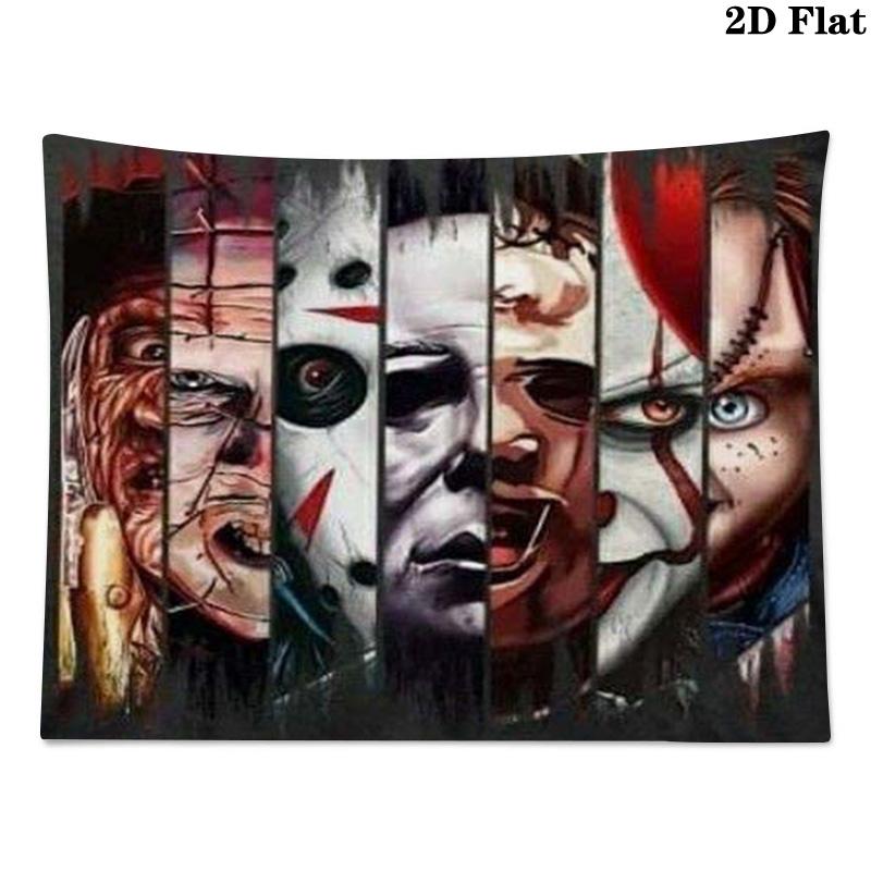 Horrorfilm-Serie Wandteppich Ästhetischer Wandbehang Bedruckter Stoffdecke Dekorative Wandteppiche für Schlafzimmer Wohnzimmer Heimdekoration
