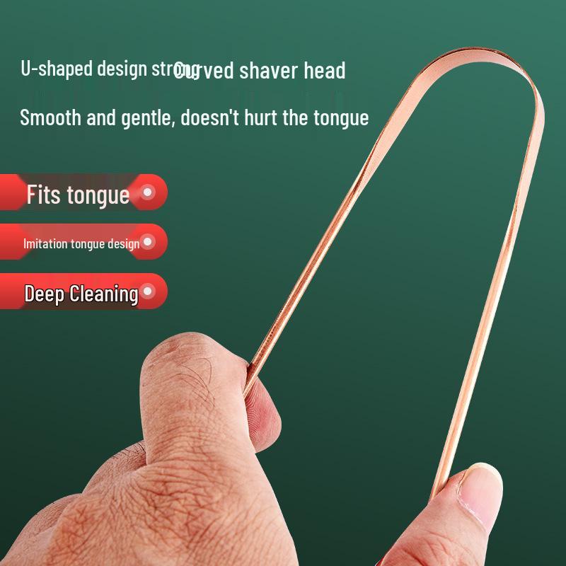 Pure Copper U-Shaped Tongue Scraper - Bad Breath Remover & Oral Care Tool