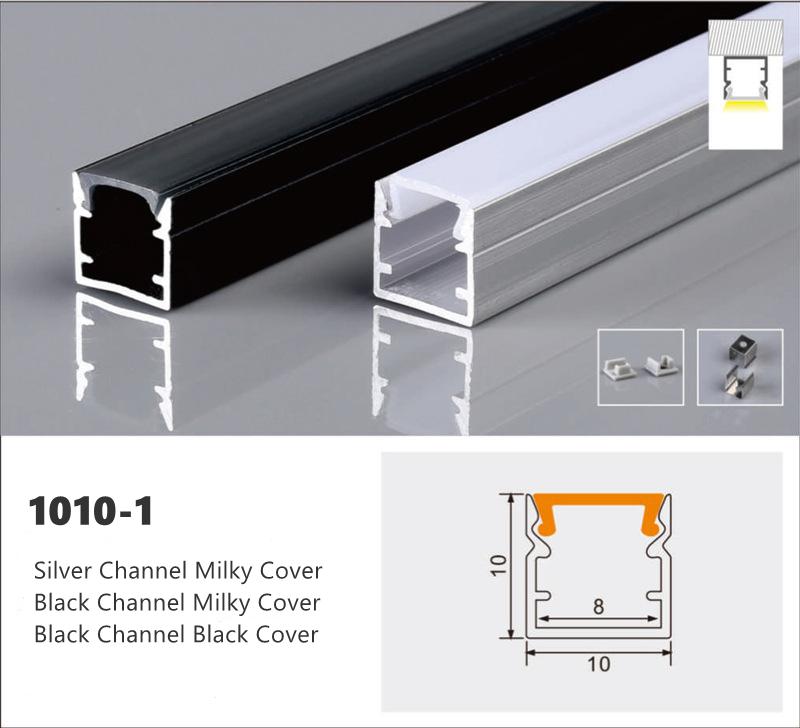 0.5m U/W Style LED Aluminum Profile Black Silver Channel Holder PC Cover Bar Lamp For Cabinet Closet Decor Linear Strip Light