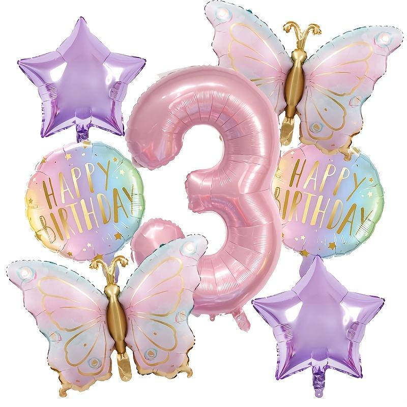 Pink Butterfly 32inch Number Balloon Set Gradient Happy Birthday Baby Shower Decor Helium Balloon Birthday Party Wedding Globos